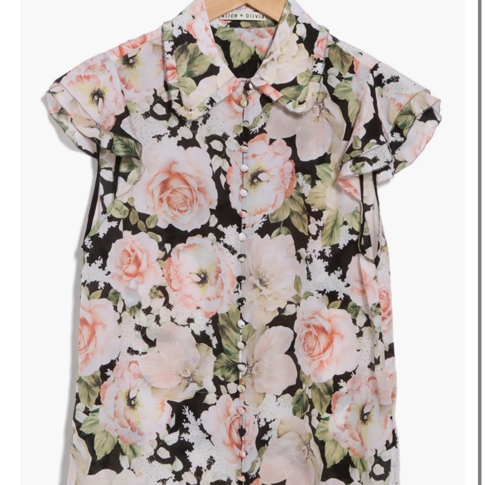 Alice and Olivia Martel Silk Button-Up Shirt - XS - New With Tags